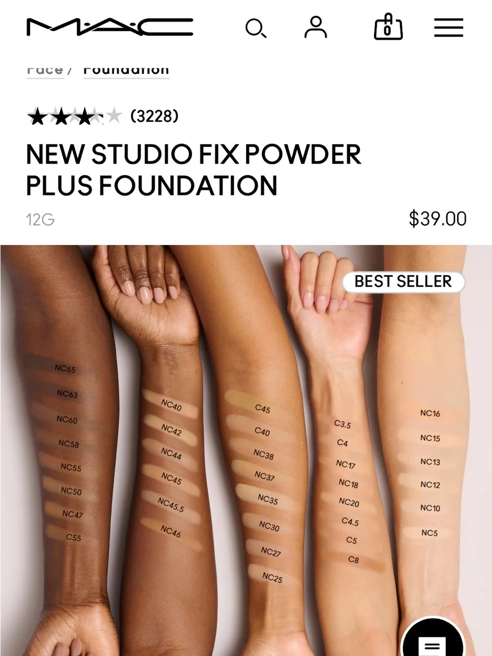 MAC Studio Fix Powder Plus Foundation C8 FULL SIZE 0.52 oz NEW/BOXED.